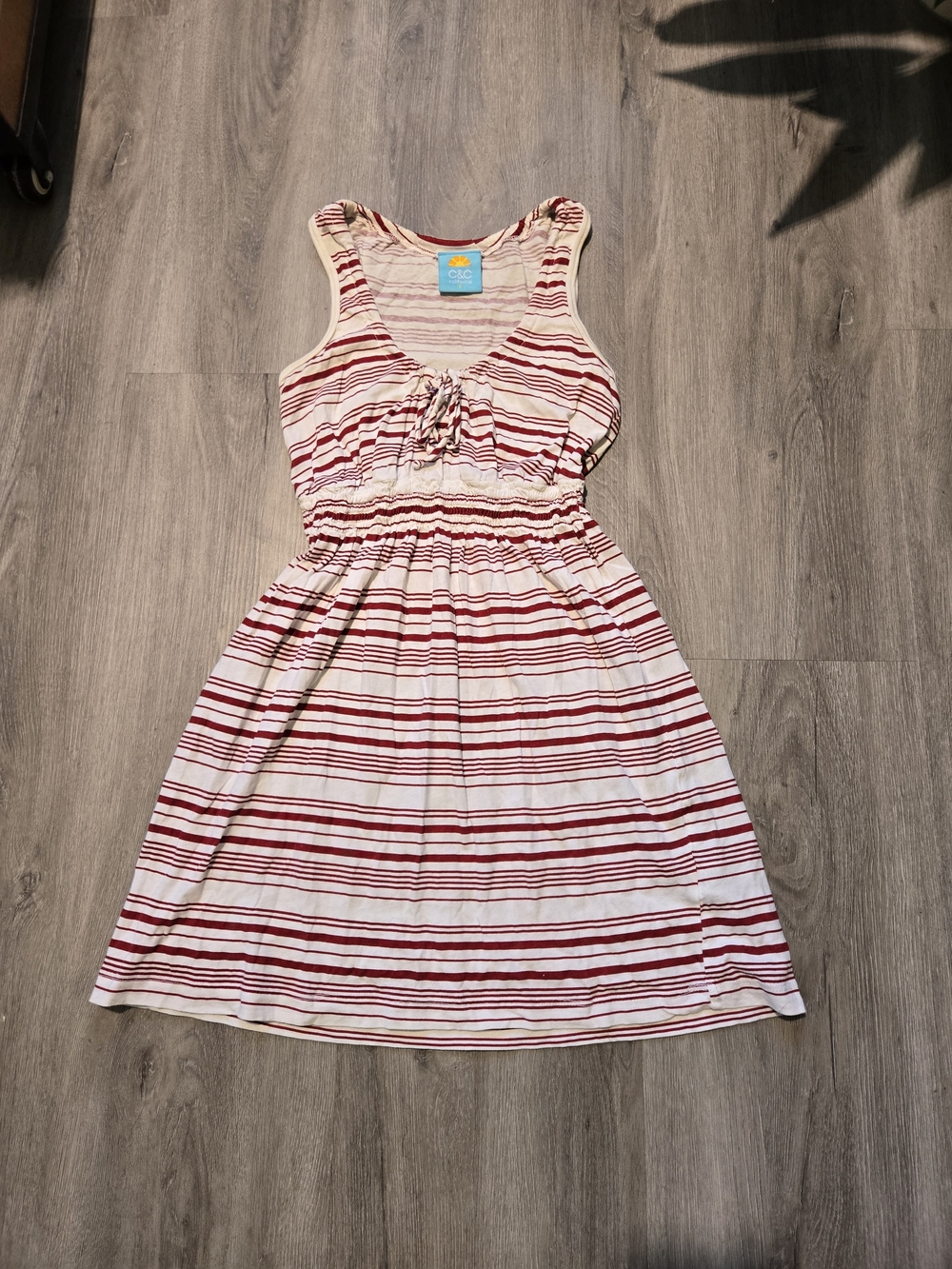 C&C California White & Red Striped Sleeveless Dress